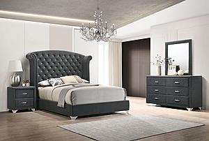 Melody 4-piece Queen Tufted Upholstered Bedroom Set Grey by Coaster