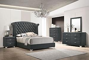 Melody 5-piece Queen Tufted Upholstered Bedroom Set Grey by Coaster