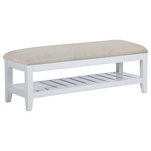 Bexhill Upholstered Rectangular Bench w/Shelf White by Coaster