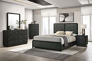 Cavelle Upholstered Bedroom Set Black by Coaster