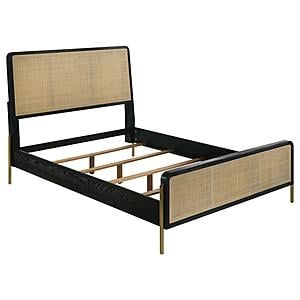 Arini Rattan California King Panel Bed Black and Natural by Coaster