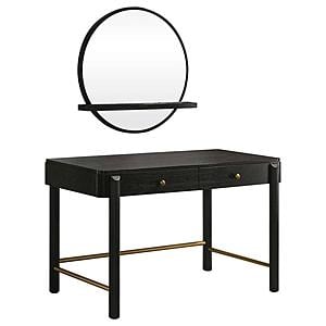 Arini 2-piece Makeup Vanity Table w/Mirror Set Black by Coaster