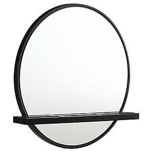 Arini Round Vanity Wall Mirror w/Shelf Black by Coaster