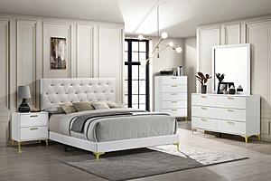 Kendall - Tufted Upholstered Panel Bedroom Set - White by Coaster