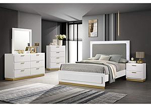 Caraway 5-piece Queen Bedroom Set w/LED Headboard White and Grey by Coaster