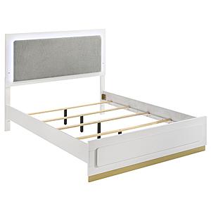 Caraway Queen Bed w/LED Headboard White and Grey by Coaster