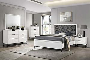 Sonora Upholstered Panel Bedroom Set White by Coaster