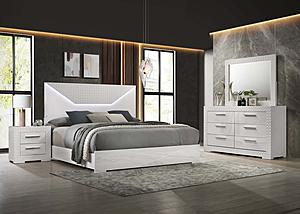 Ives 4-piece Queen Bedroom Set White High Gloss by Coaster