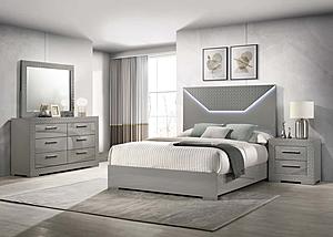 Ives 4-piece Queen Bedroom Set Grey High Gloss by Coaster