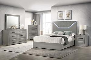 Ives 5-piece Queen Bedroom Set Grey High Gloss by Coaster