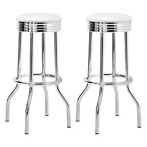 Theodore Upholstered Top Bar Stools White and Chrome (Set of 2) by Coaster