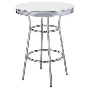 Theodore Round Bar Table Chrome and Glossy White by Coaster