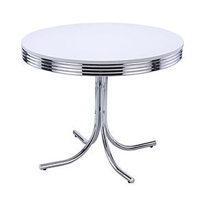 Retro Round Dining Table Glossy White and Chrome by Coaster