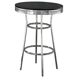 Theodore Round Bar Table Black and Chrome by Coaster