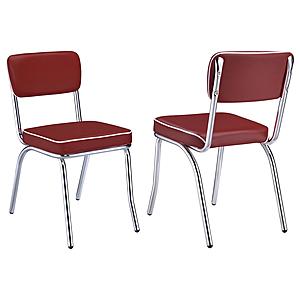 Retro Open Back Side Chairs Red and Chrome (Set of 2) by Coaster