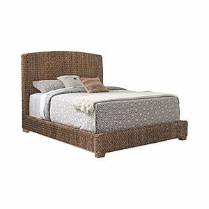 Laughton Hand-Woven Banana Leaf Queen Bed Amber by Coaster