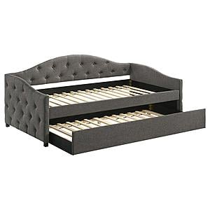 Sadie Upholstered Twin Daybed w/Trundle Grey by Coaster