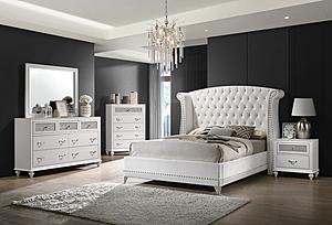Barzini Wingback Tufted Bedroom Set - White by Coaster