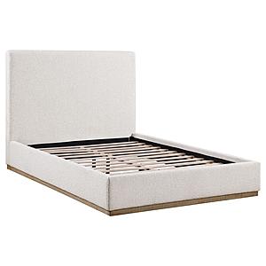 Knox Upholstered Eastern King Platform Bed Cream by Coaster