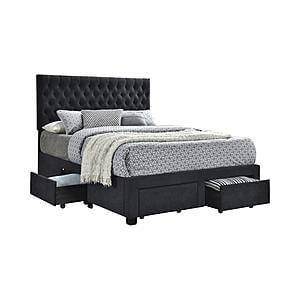 Soledad Eastern King 4-drawer Button Tufted Storage Bed Charcoal by Coaster