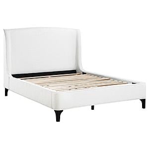 Mosby Upholstered Curved Headboard Eastern King Platform Bed White by Coaster