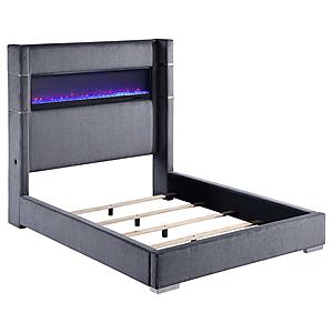 Tisdall Upholstered Flame Visualizer Bed Grey by Coaster
