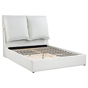 Gwendoline Upholstered Queen Platform Bed w/Pillow Headboard White by Coaster