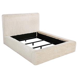 Rebecca Faux Fur Upholstered Bed Cream by Coaster