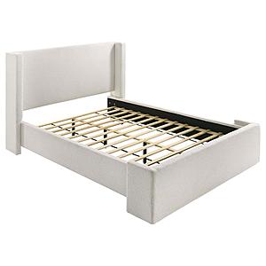 Alamosa Boucle Upholstered Wingback Bed White by Coaster