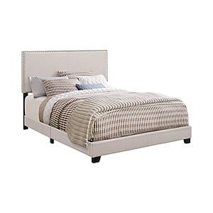 Boyd California King Upholstered Bed w/Nailhead Trim Ivory by Coaster