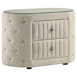 Sonya 2-Drawer Upholstered Nightstand Bedside Table Ivory by Coaster
