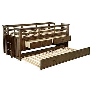 Carlsbad Wood Twin Captains Bed w/Trundle Medium Brown by Coaster