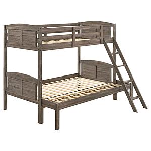 Flynn Wood Twin Over Full Bunk Bed Weathered Brown by Coaster