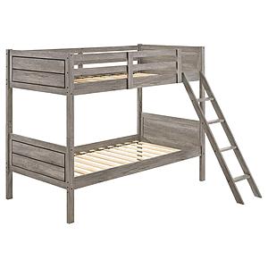 Ryder Wood Twin Over Twin Bunk Bed Weathered Taupe by Coaster