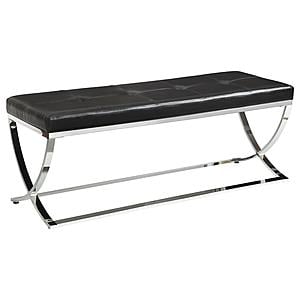 Walton Rectangle Upholstered Tufted Bench Black by Coaster
