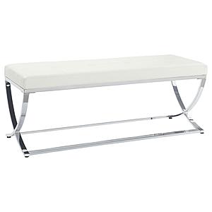 Walton Bench with Metal Base White and Chrome by Coaster