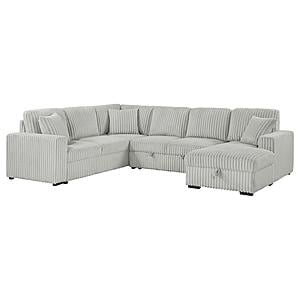 Devonshire Sleeper Sectional Sofa Storage Chaise Grey by Coaster