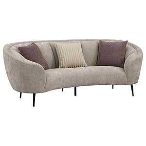 Ellorie Upholstered Channel Back Curved Sofa Beige by Coaster