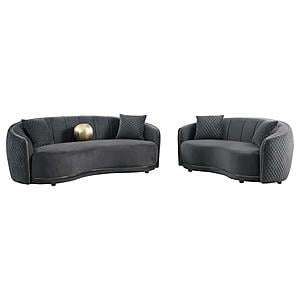Brookside 2-piece Velvet Upholstered Sofa Set Dark Grey by Coaster