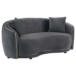 Brookside Velvet Upholstered Curved Loveseat Dark Grey by Coaster