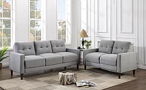 Bowen 2-piece Upholstered Track Arms Tufted Sofa Set Grey by Coaster