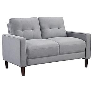 Bowen Upholstered Track Arms Tufted Loveseat Grey by Coaster