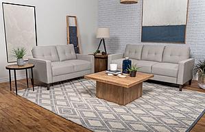 Bowen 2-piece Upholstered Track Arms Tufted Sofa Set Beige by Coaster