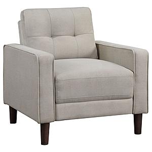 Bowen Upholstered Track Arms Tufted Chair Beige by Coaster