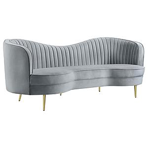 Sophia Upholstered Channel Tufted Sofa Grey by Coaster