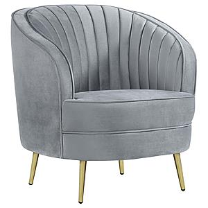 Sophia Upholstered Channel Tufted Barrel Accent Chair Grey by Coaster