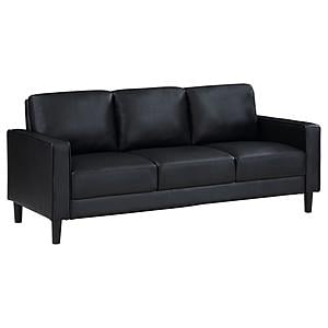 Ruth Upholstered Track Arm Faux Leather Sofa Black by Coaster