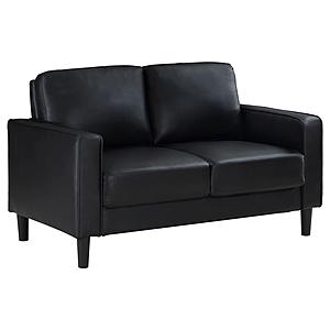 Ruth Upholstered Track Arm Faux Leather Loveseat Black by Coaster