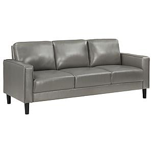 Ruth Upholstered Track Arm Faux Leather Sofa Grey by Coaster