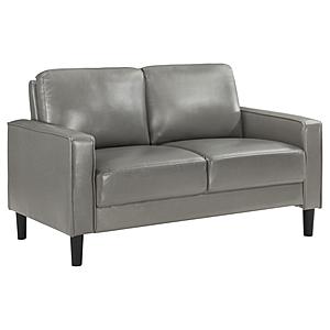 Ruth Upholstered Track Arm Faux Leather Loveseat Grey by Coaster